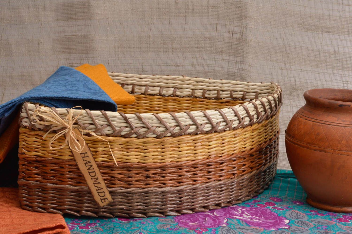 Handmade basket unusual gift interior decor paper box kitchen decor ideas photo 1