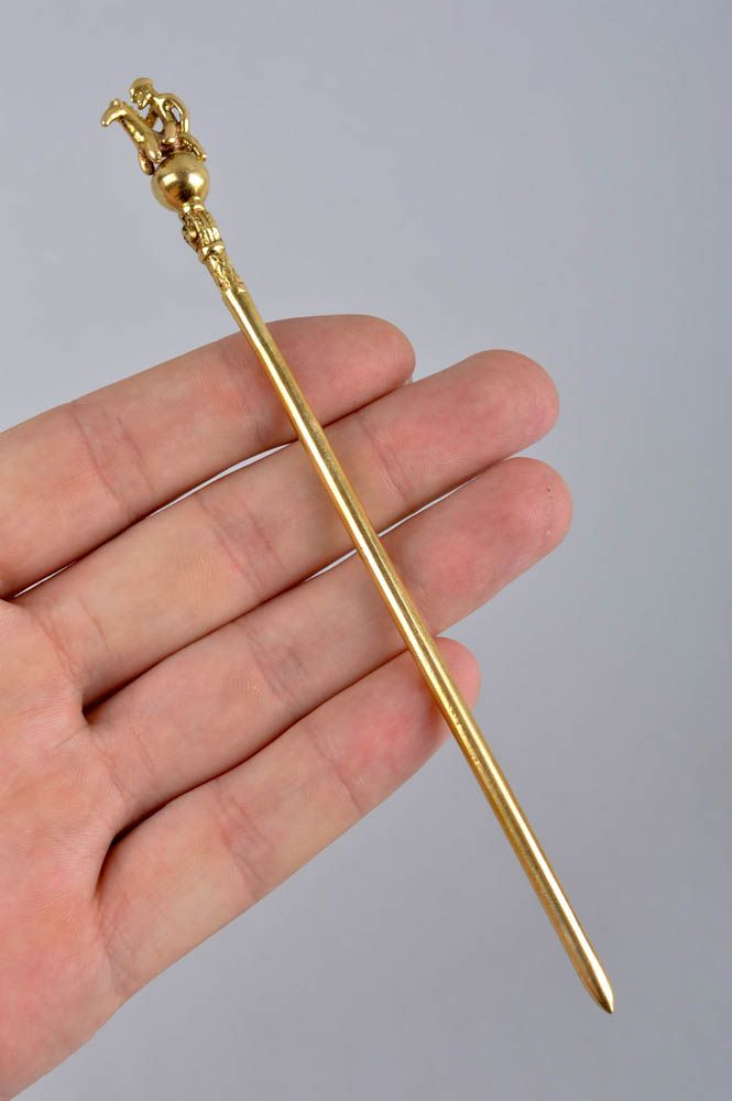 Handmade brass hair stick unusual beautiful hair stick designer accessory photo 5