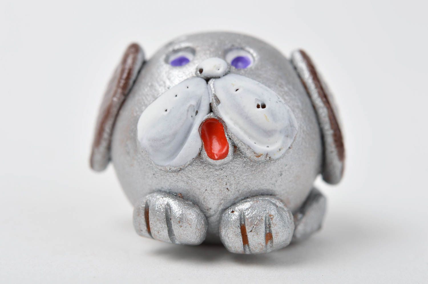 Handmade ceramic business card holder silvery dog accessory beautiful decor photo 2