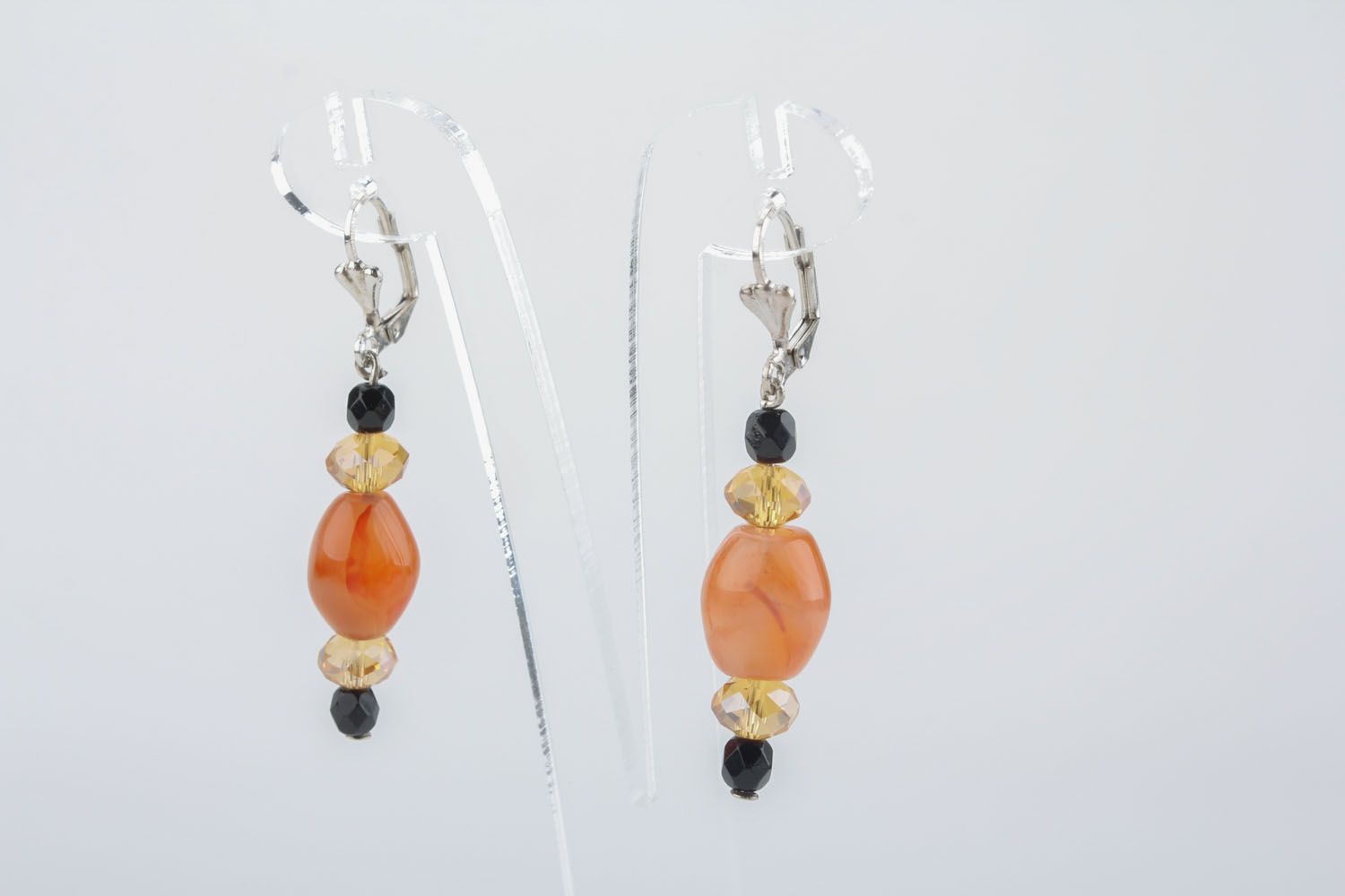 Long earrings with natural stones photo 1