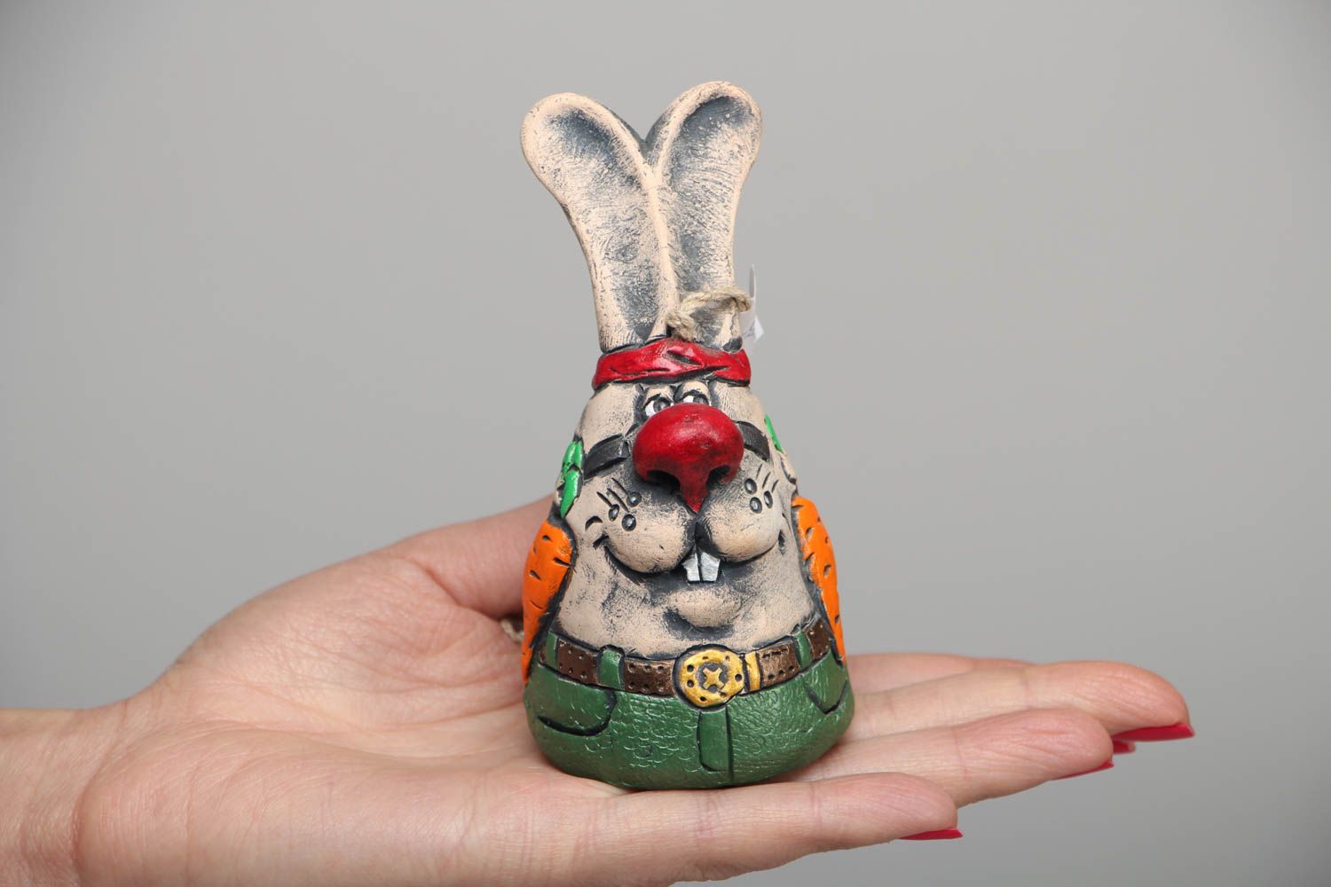 Painted ceramic bell Rabbit photo 4