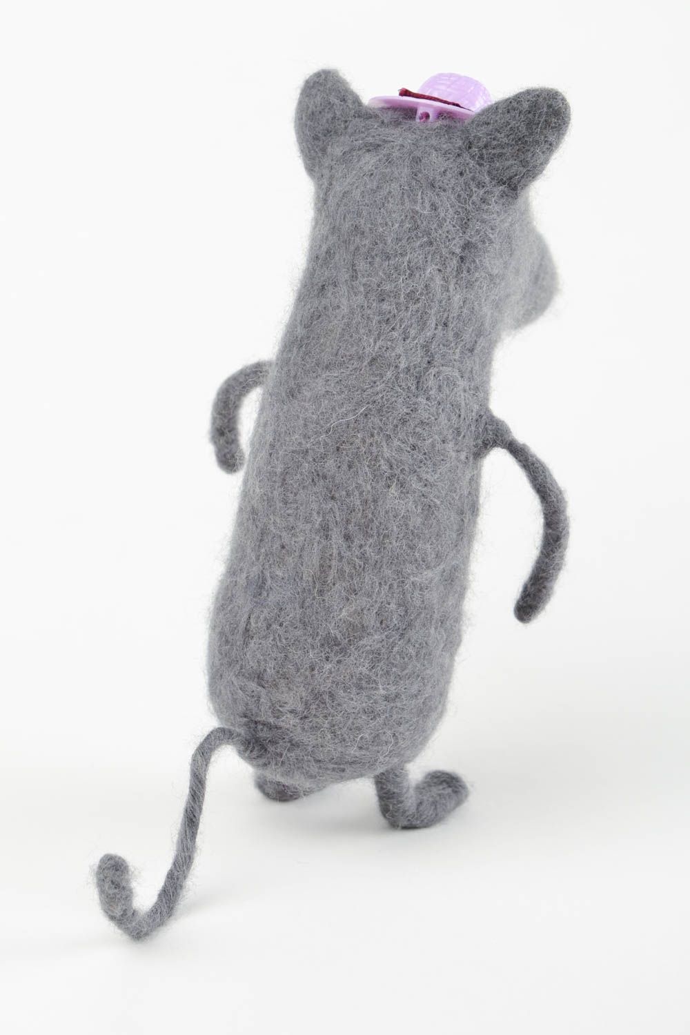 Peluche décorative fait main Jouet en laine rat gris Cadeau enfant feutrage photo 5