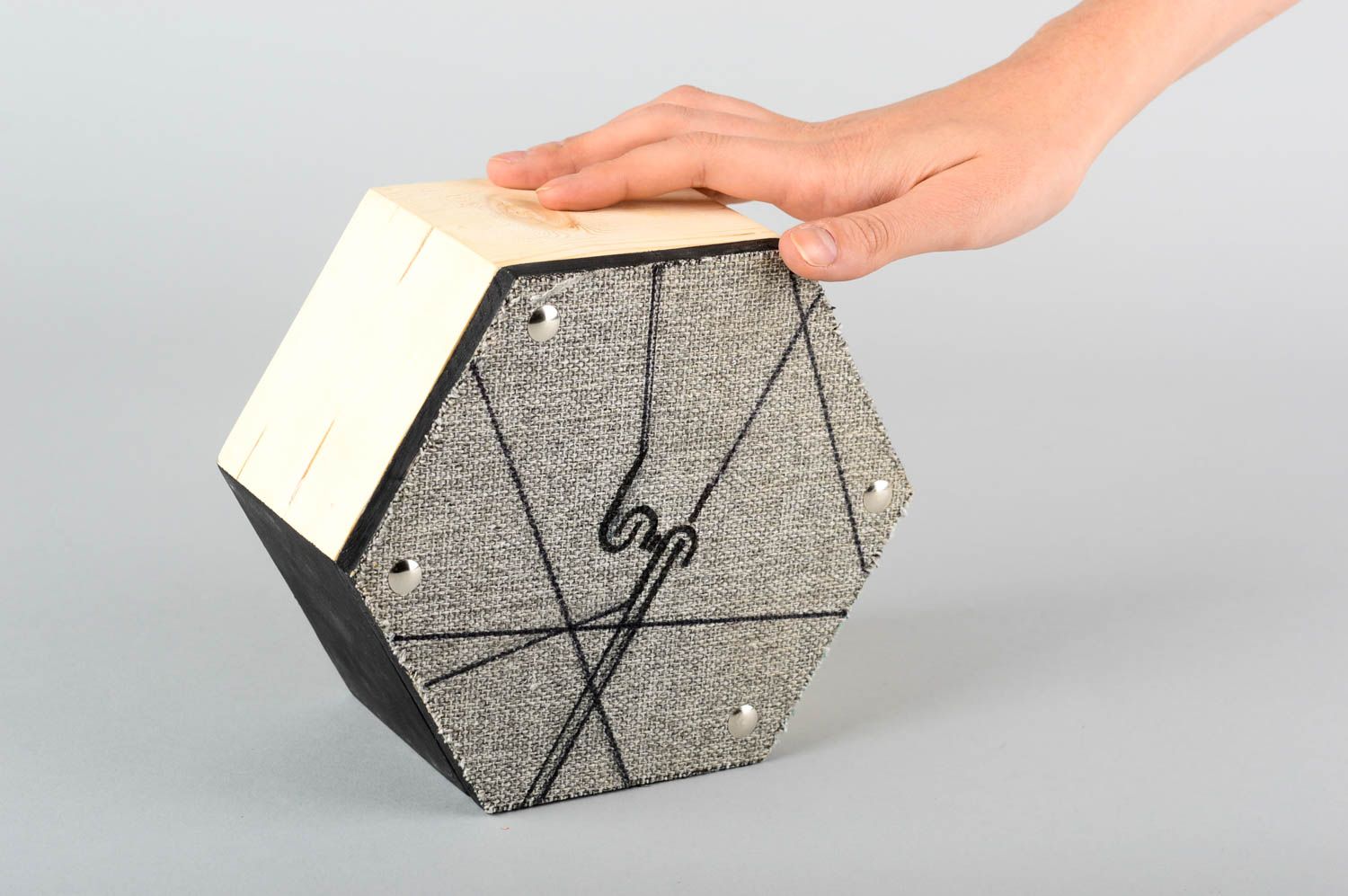 Caja de madera hecha a mano joyero decorado hexaedro regalo original para mujer foto 1