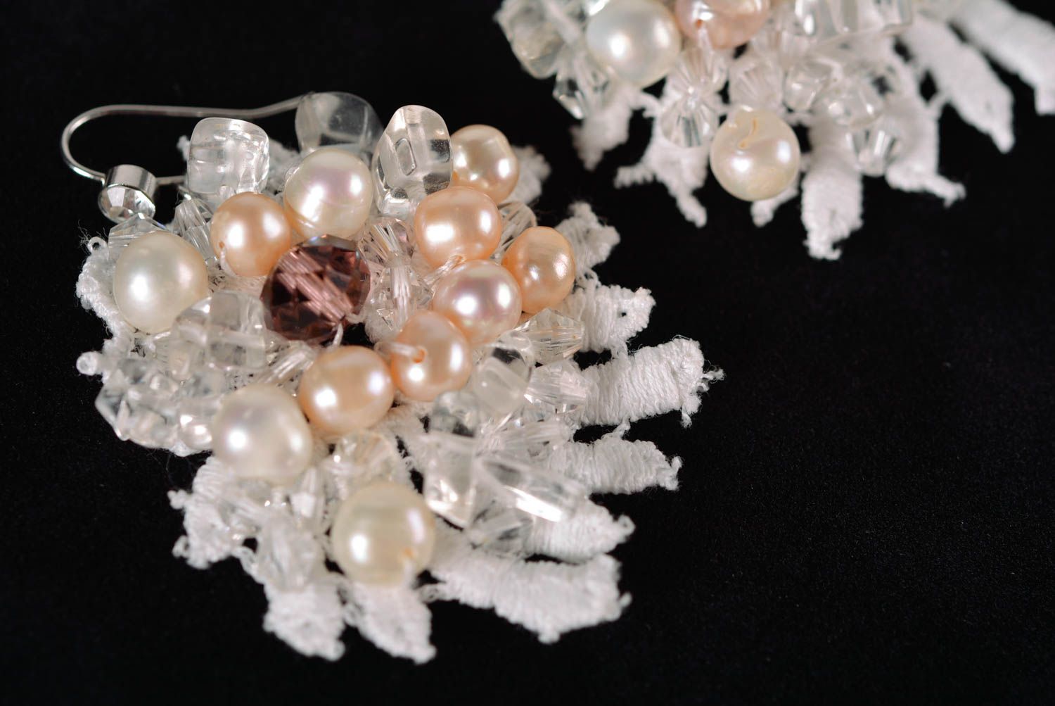 Boucles d'oreilles pendantes Bijou fait main perles naturelles Cadeau pour femme photo 3