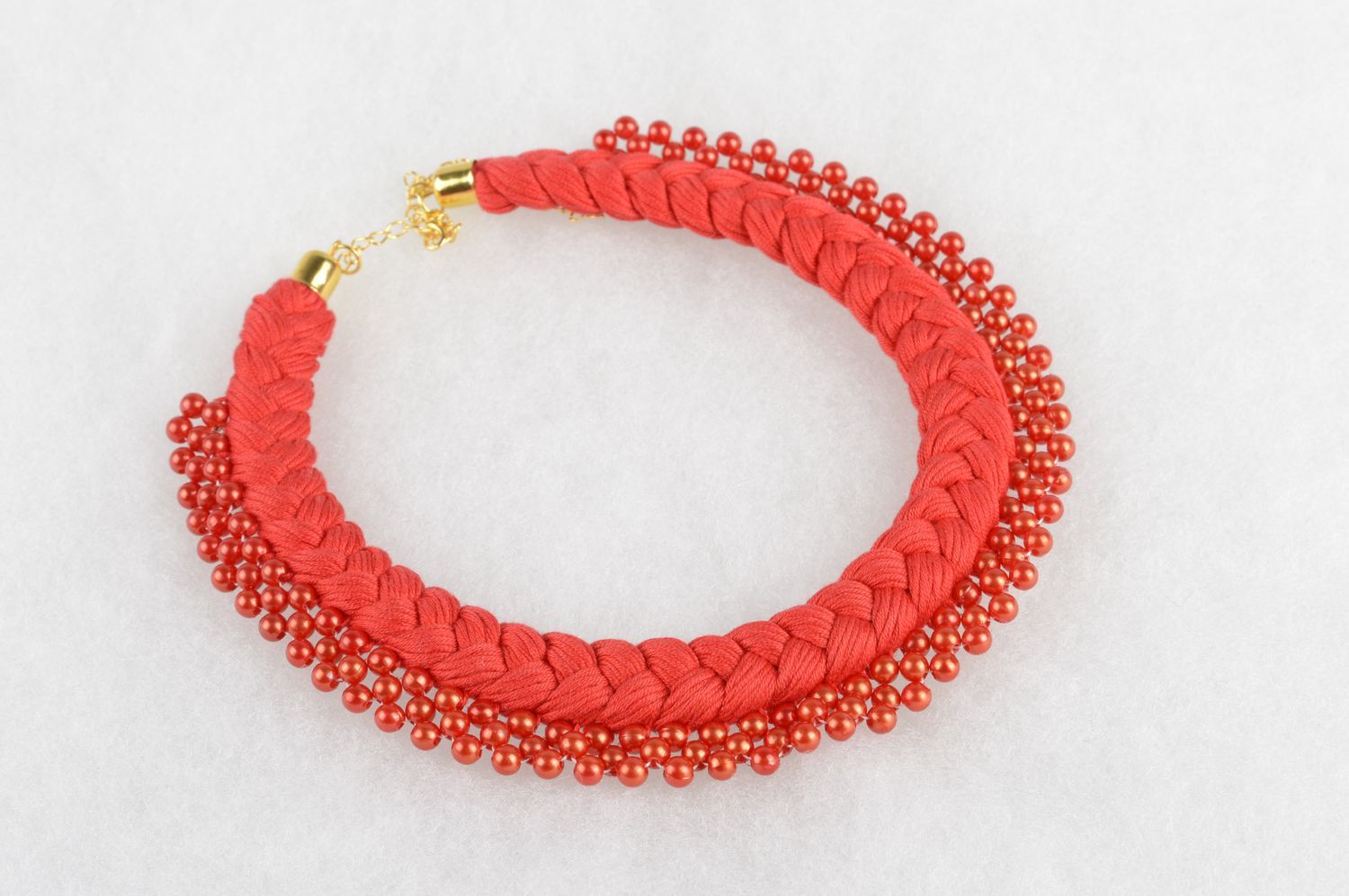 Handmade rotes Damen Collier Modeschmuck Halskette Accessoire für Frauen Zopf foto 5