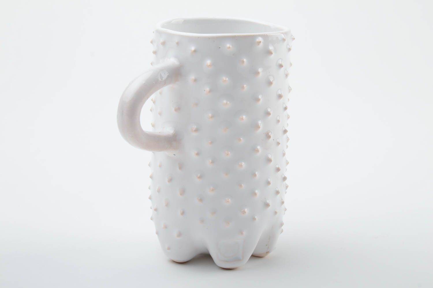 Keramik Tasse für Tee groß 350 ml mit originellem Design weiß schön glasiert foto 4