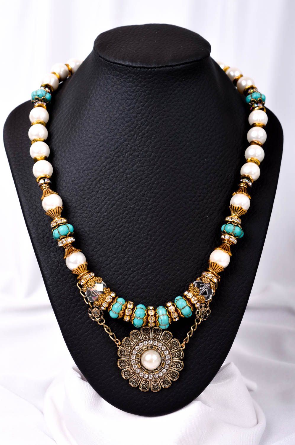 Handmade necklace with stones unusual accessory gift ideas women necklace photo 1