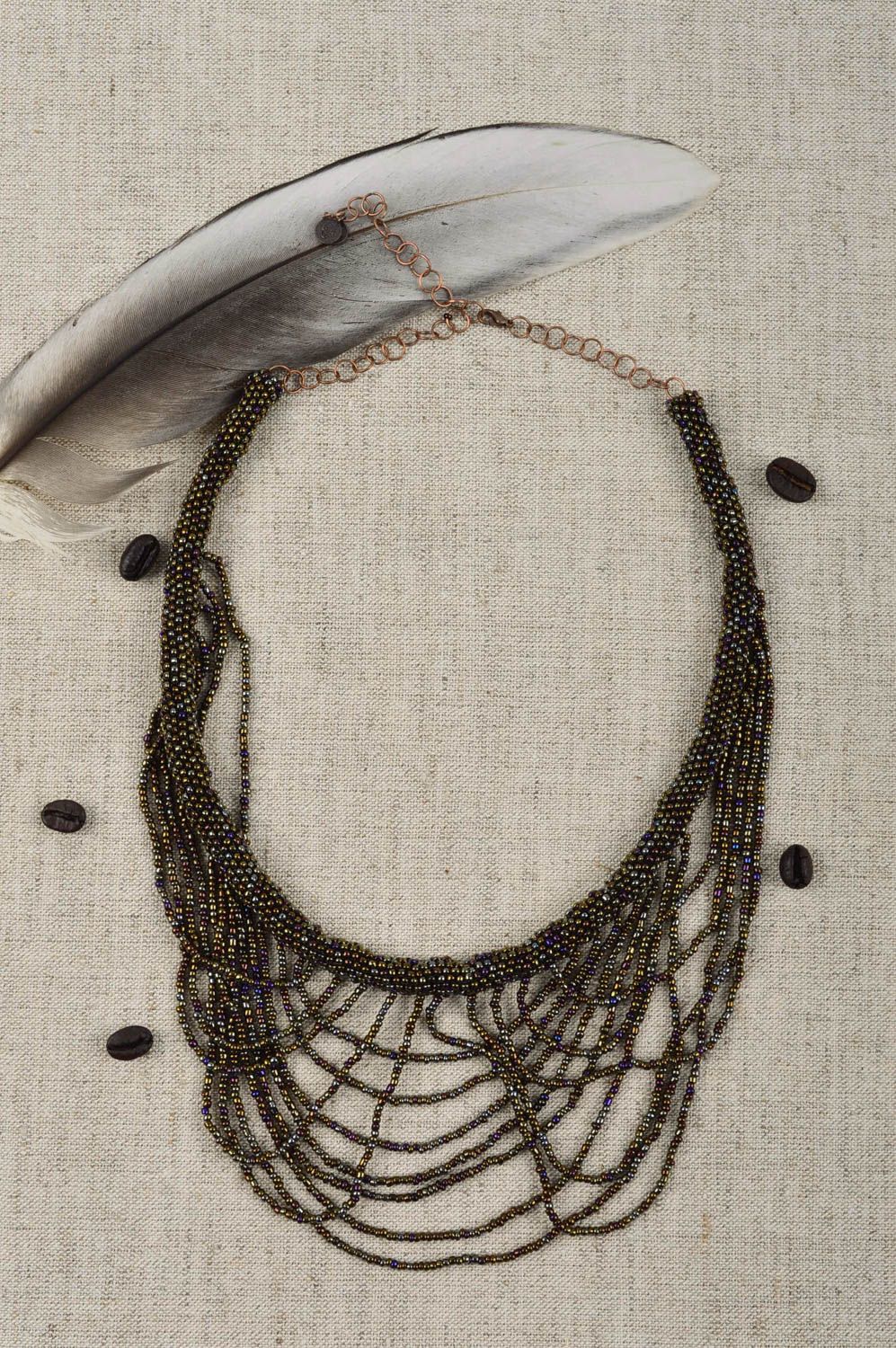 Украшение ручной работы вечернее колье из бисера женское ожерелье из бисера фото 5