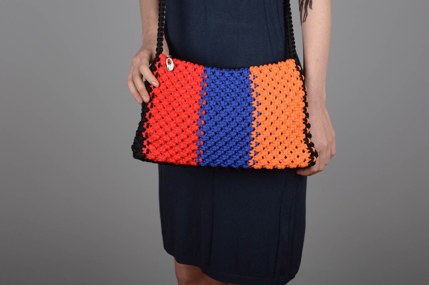 Unusual handmade woven bag textile shoulder bag macrame handbag gifts for her photo 3