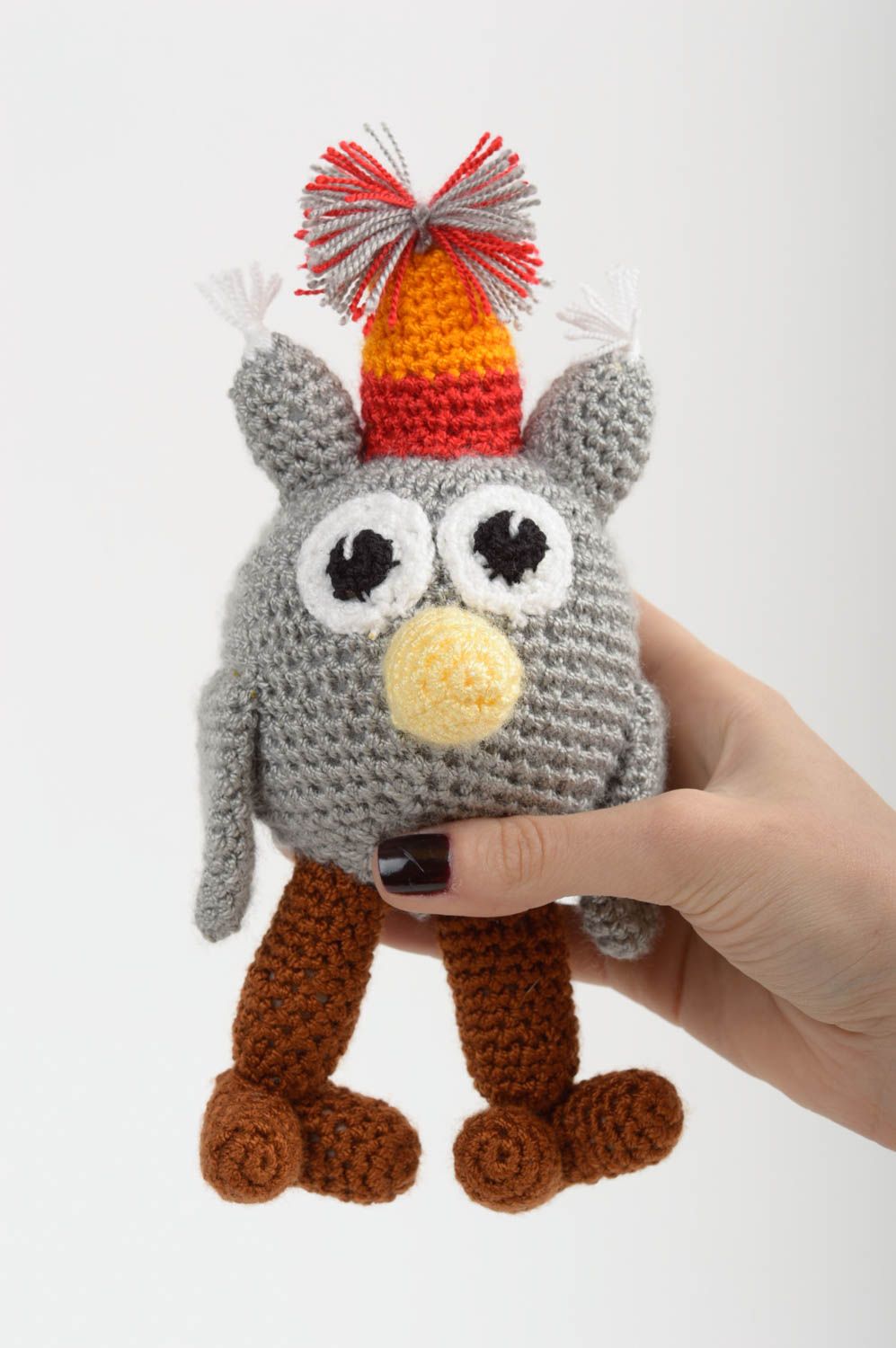 Jouet hibou Peluche faite main Déco maison tricoté au crochet pour enfant photo 5