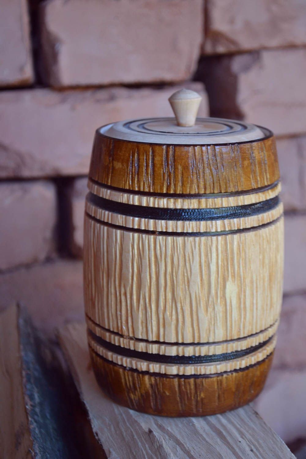 Beautiful handmade wooden pot honey pot design 500 ml kitchen supplies photo 1