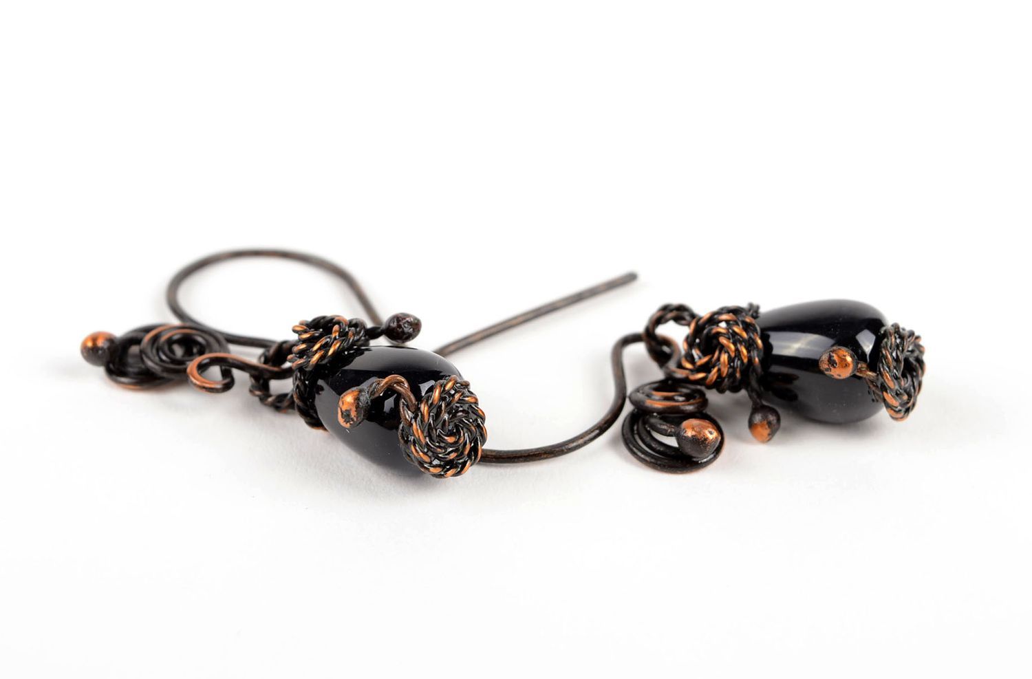 Handgemachte Ohrringe Juwelier Modeschmuck Schmuck Ohrringe aus Achat schwarz foto 4