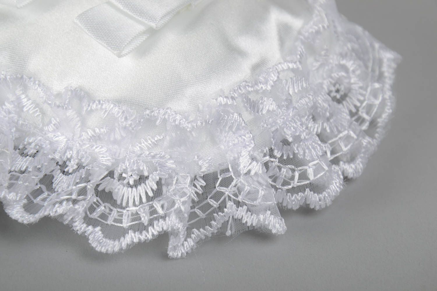 Beautiful white handmade designer satin fabric ring bearer pillow Heart photo 5