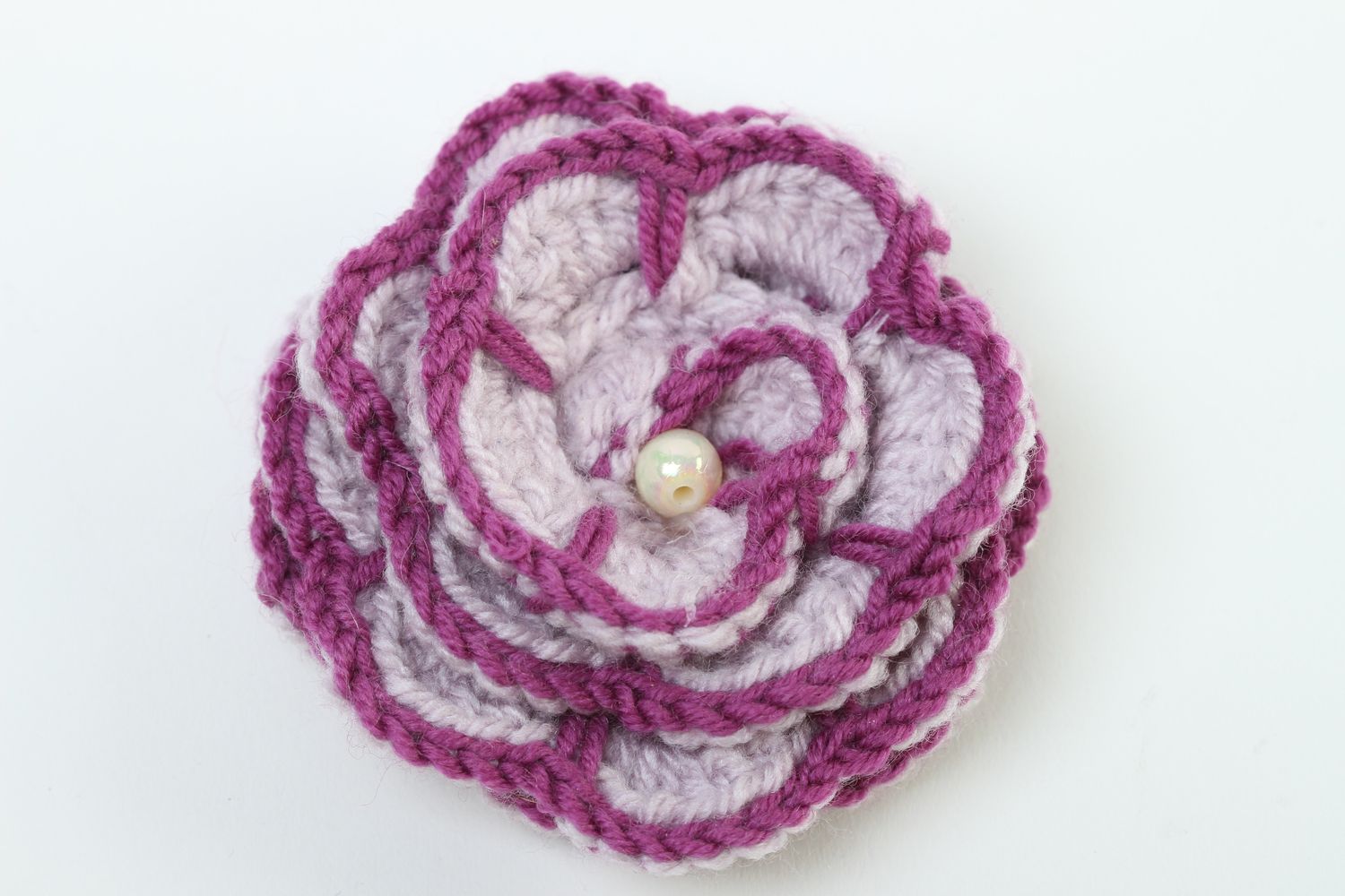 Fleur tricotée faite main Fourniture bijoux en fils acryliques Création broche photo 2