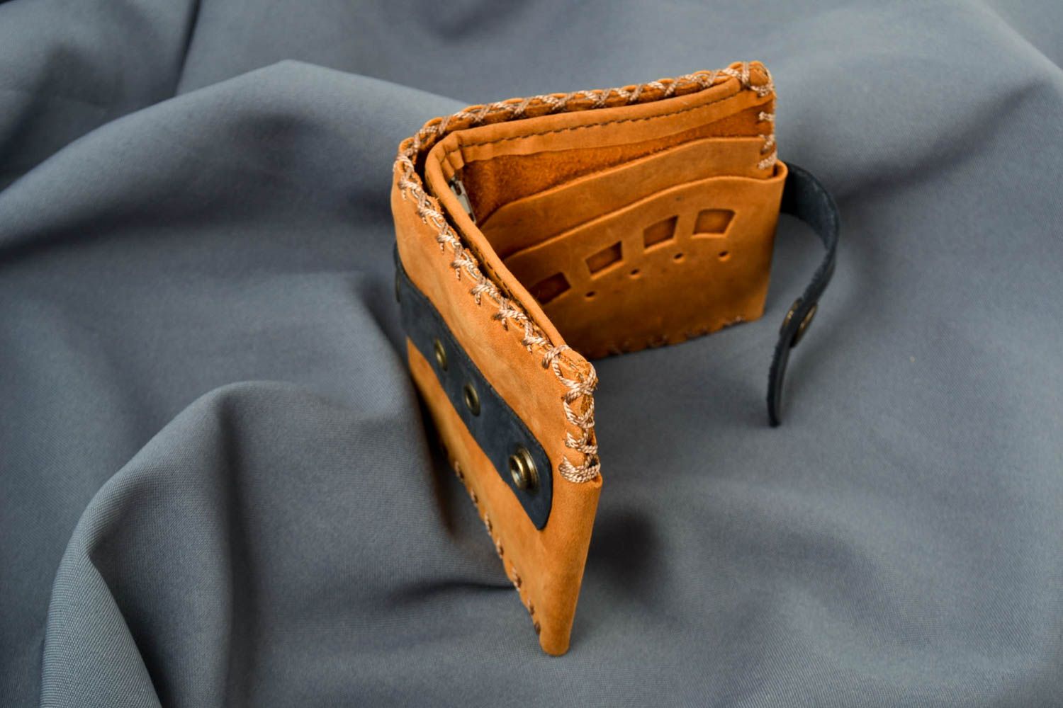 Кошелек ручной работы кожаный кошелек с хромовым покрытием кожаный аксессуар фото 1