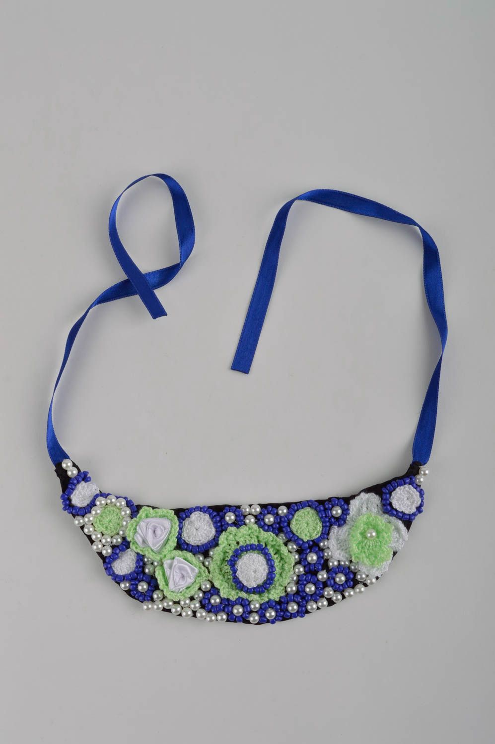 Collar con abalorios hecho a mano de diseño accesorio de mujer regalo original foto 5