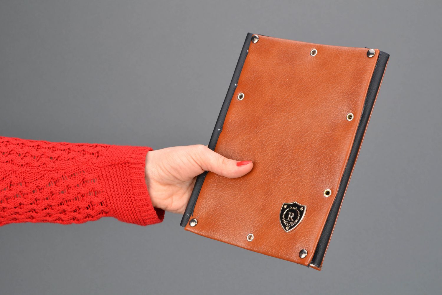 Leather notebook with light brown cover photo 2