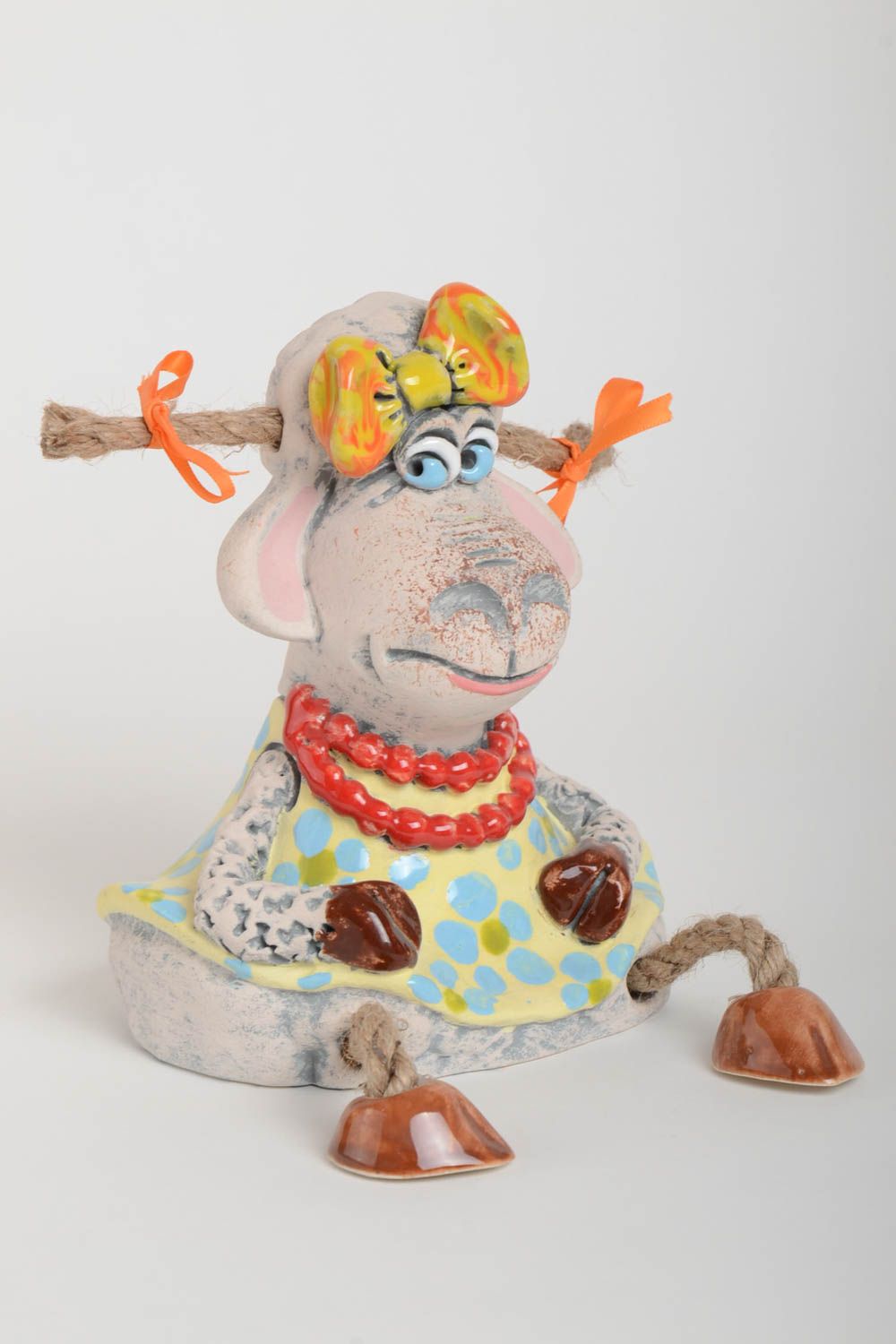 Handmade Keramik Spardose Schaf für Haus Deko Geschenk für Kinder schön bunt foto 2