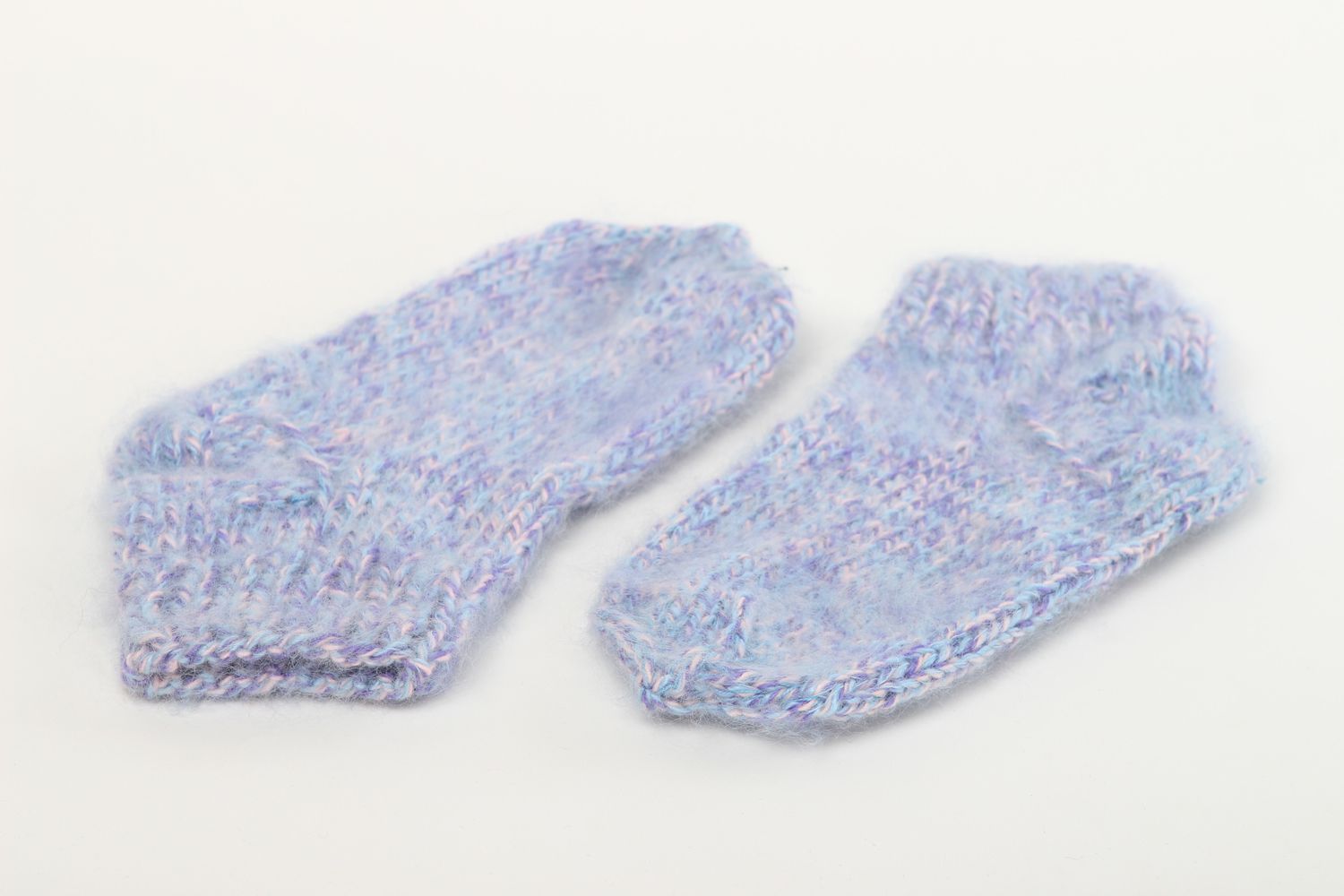 Handmade blaue gestrickte Socken Accessoires für Frauen kurze Damen Wollsocken foto 3