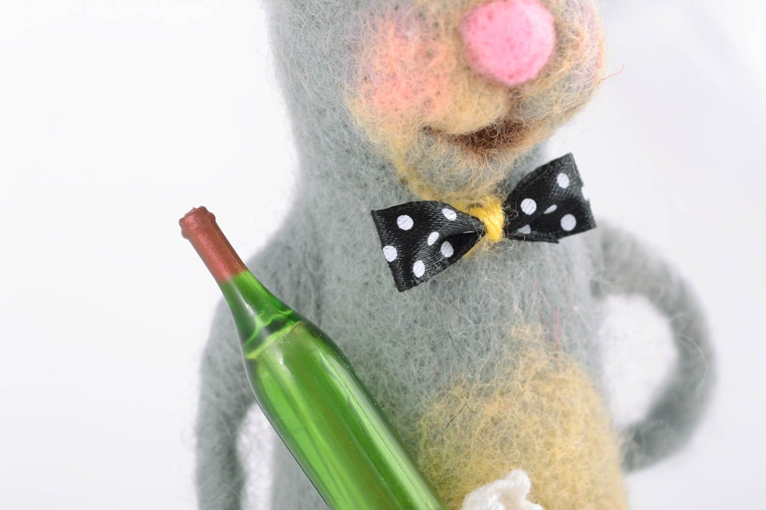 Felted wool toy Hare Waiter photo 3
