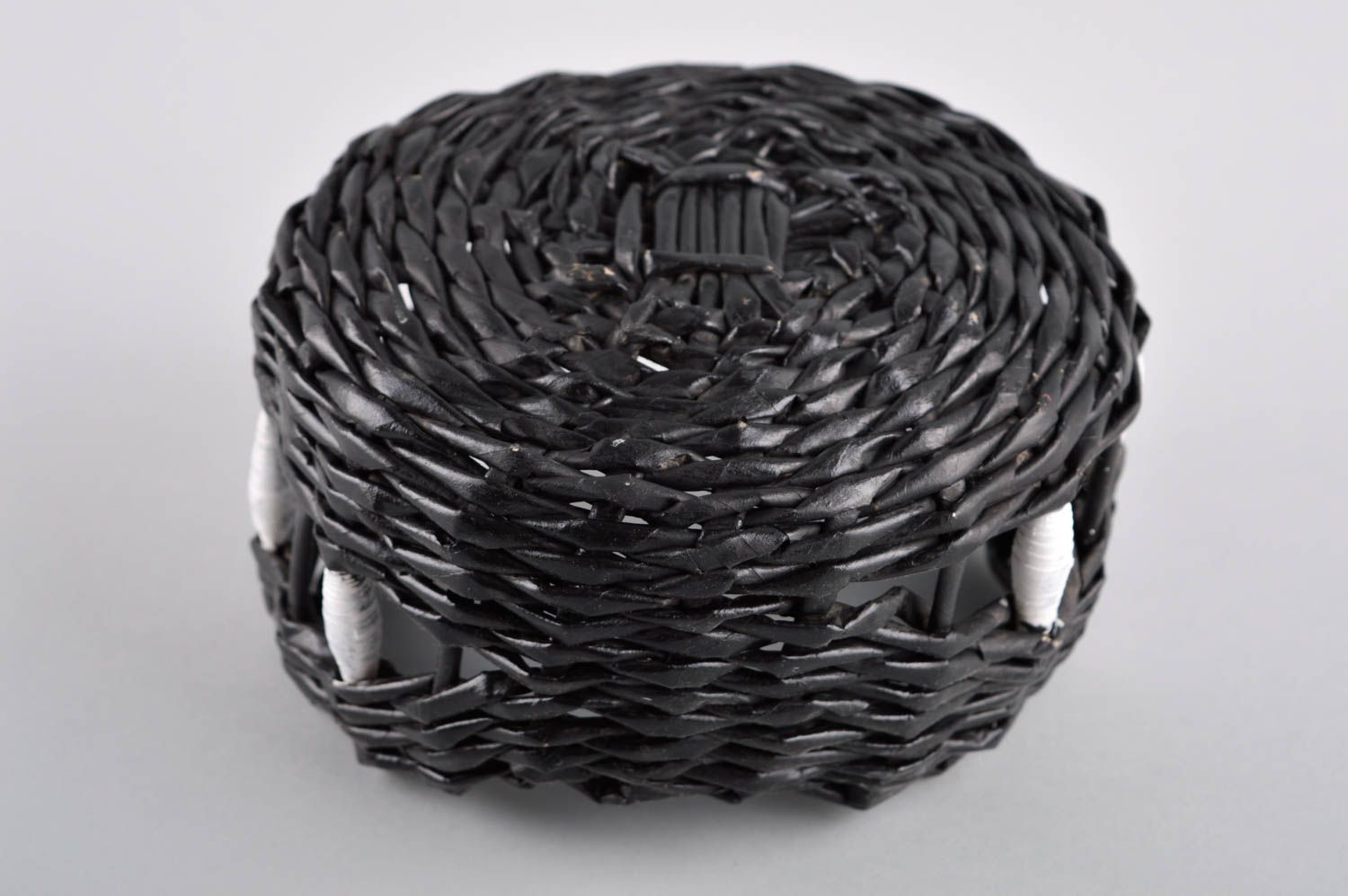 Cesta hecha a mano color negro regalo para amigos elemento decorativo  foto 5