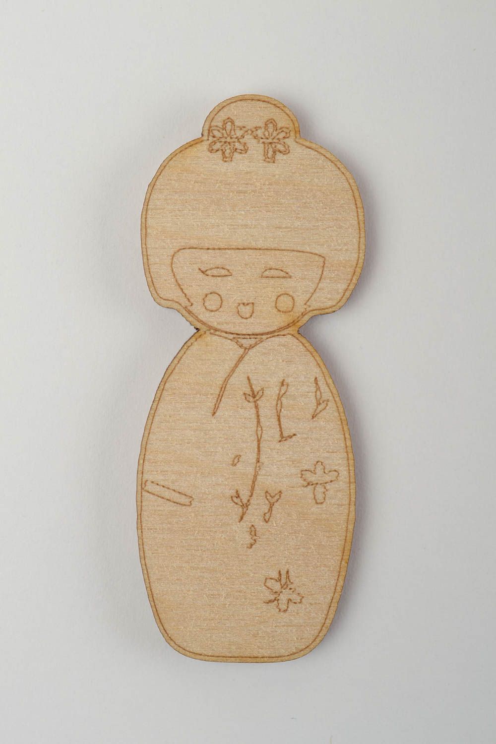 Handmade stylish wooden doll unusual blank for creativity cute decoupage blank photo 3