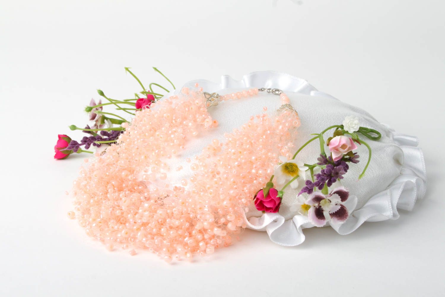 Handmade zartes rosa Damen Collier Glasperlen Halskette Accessoire für Frauen foto 1
