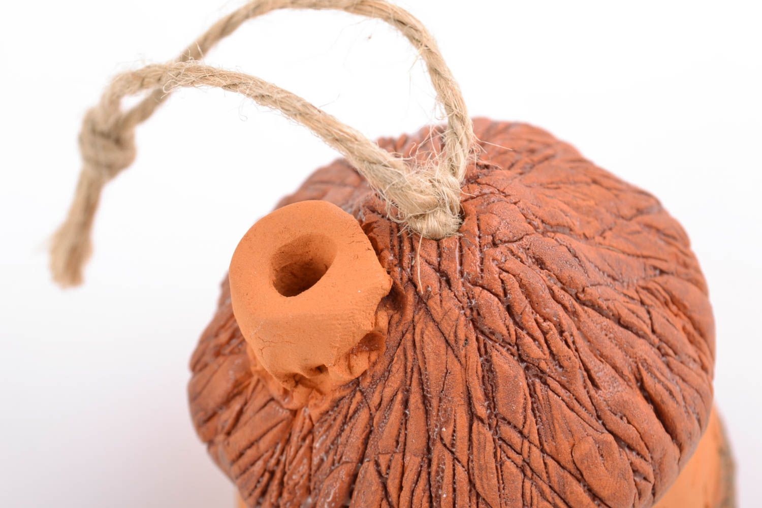 Handmade decorative interior bell made of red clay beautiful stylish decor elements photo 5