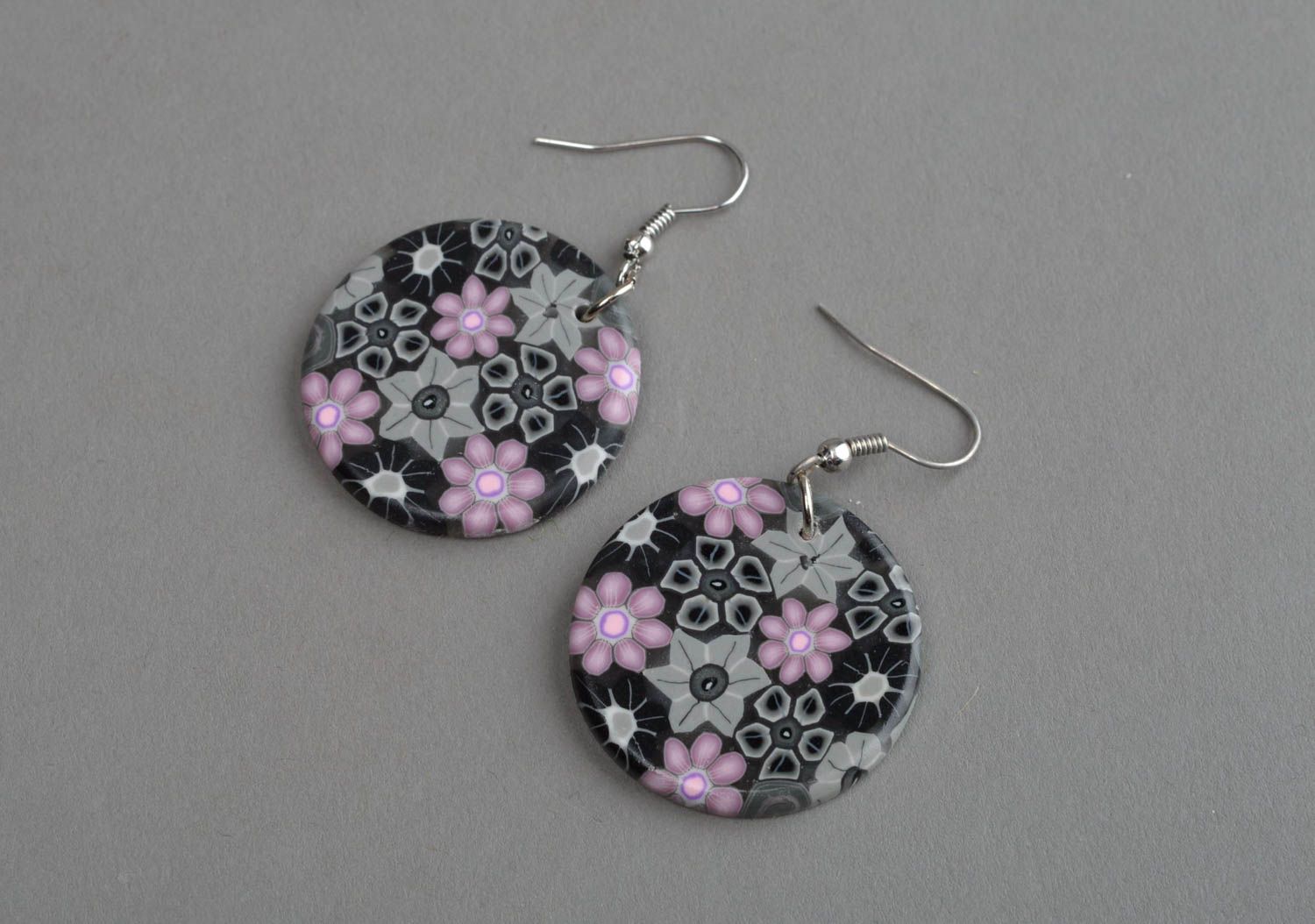 Handmade polymer clay earrings earrings with charms soutache earrings for women photo 2