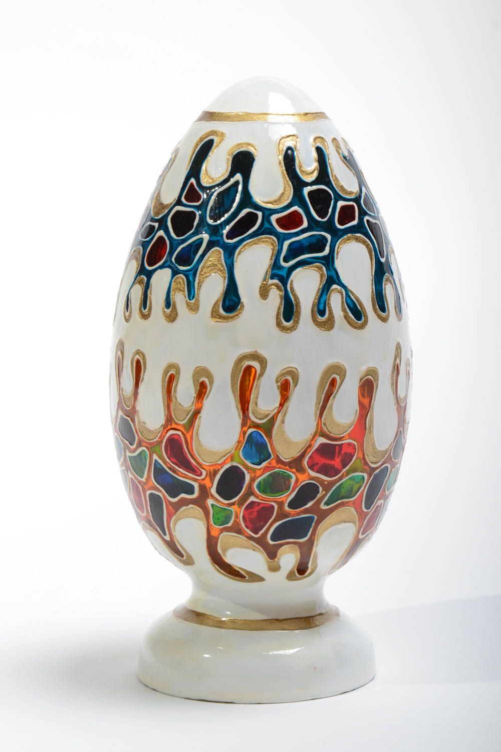 Oeuf de Pâques en verre tchèque peint de couleurs décoratif fait main original photo 2