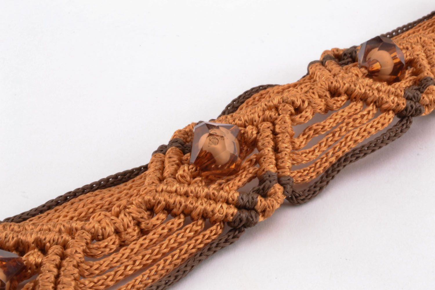 Cintura da donna intrecciata fatta a mano cinghia di fili marrone accessori  foto 4