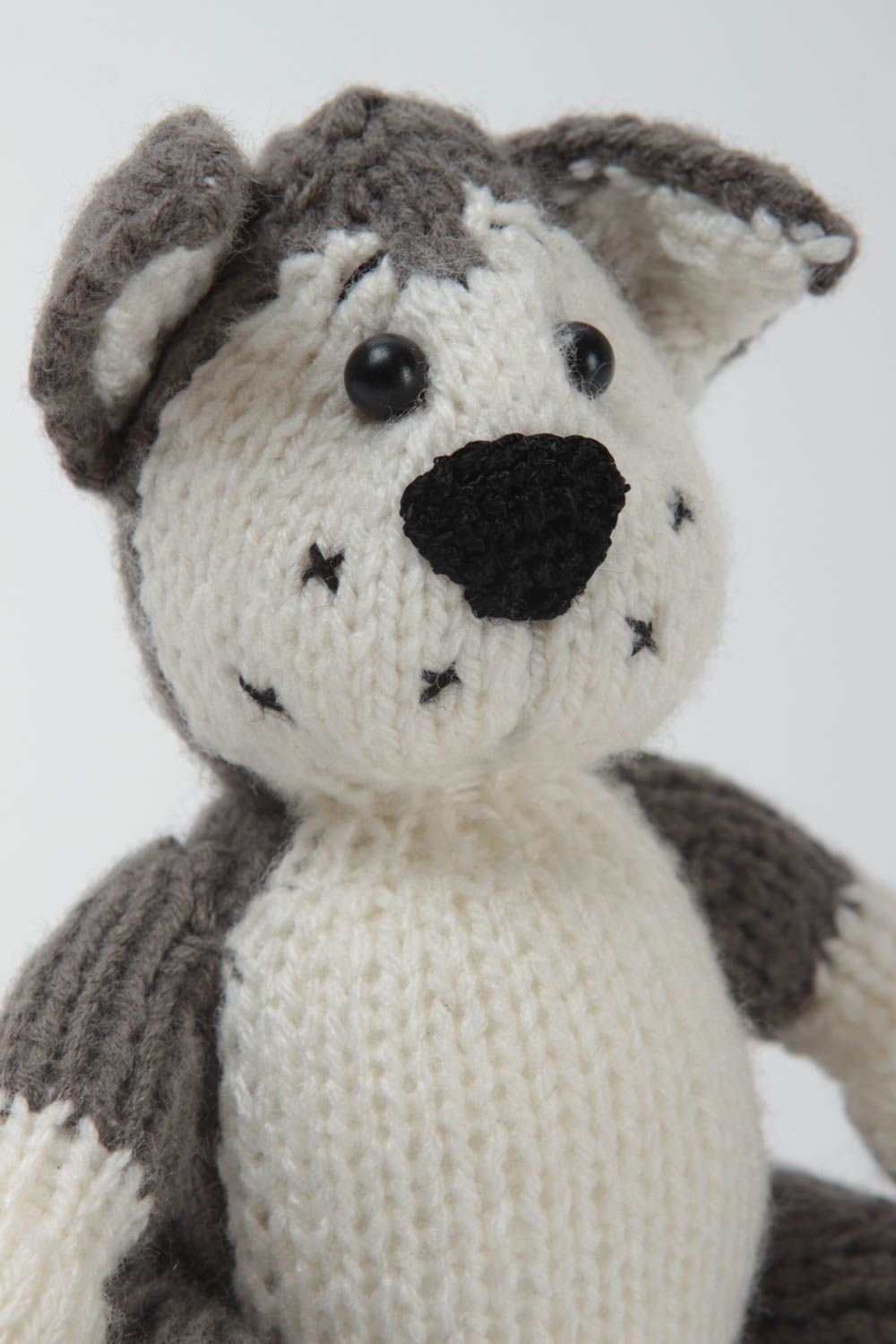 Handmade Strick Kuscheltier Spielzeug Hund Geschenkidee für Kinder weich foto 3