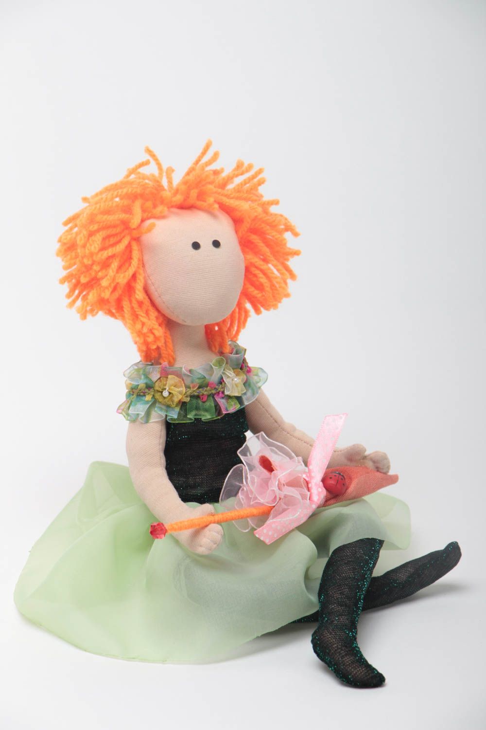 Текстильная кукла из атласа акрила и шифона авторская игрушка для декора дома фото 2