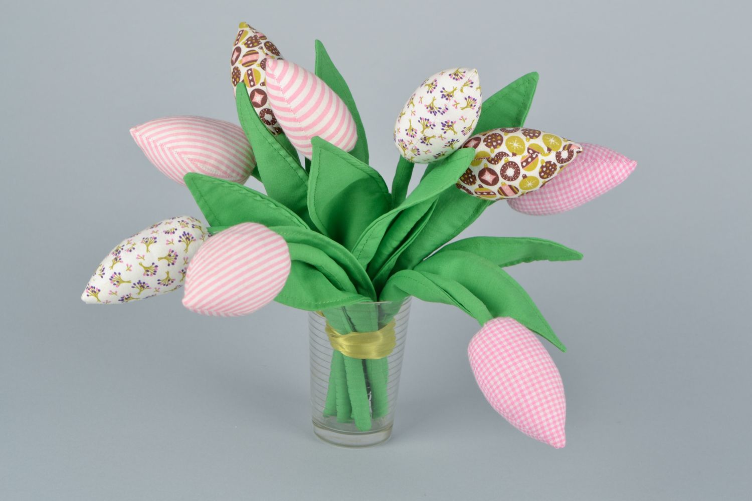 Bouquet of decorative flowers made of fabric 9 items  photo 1