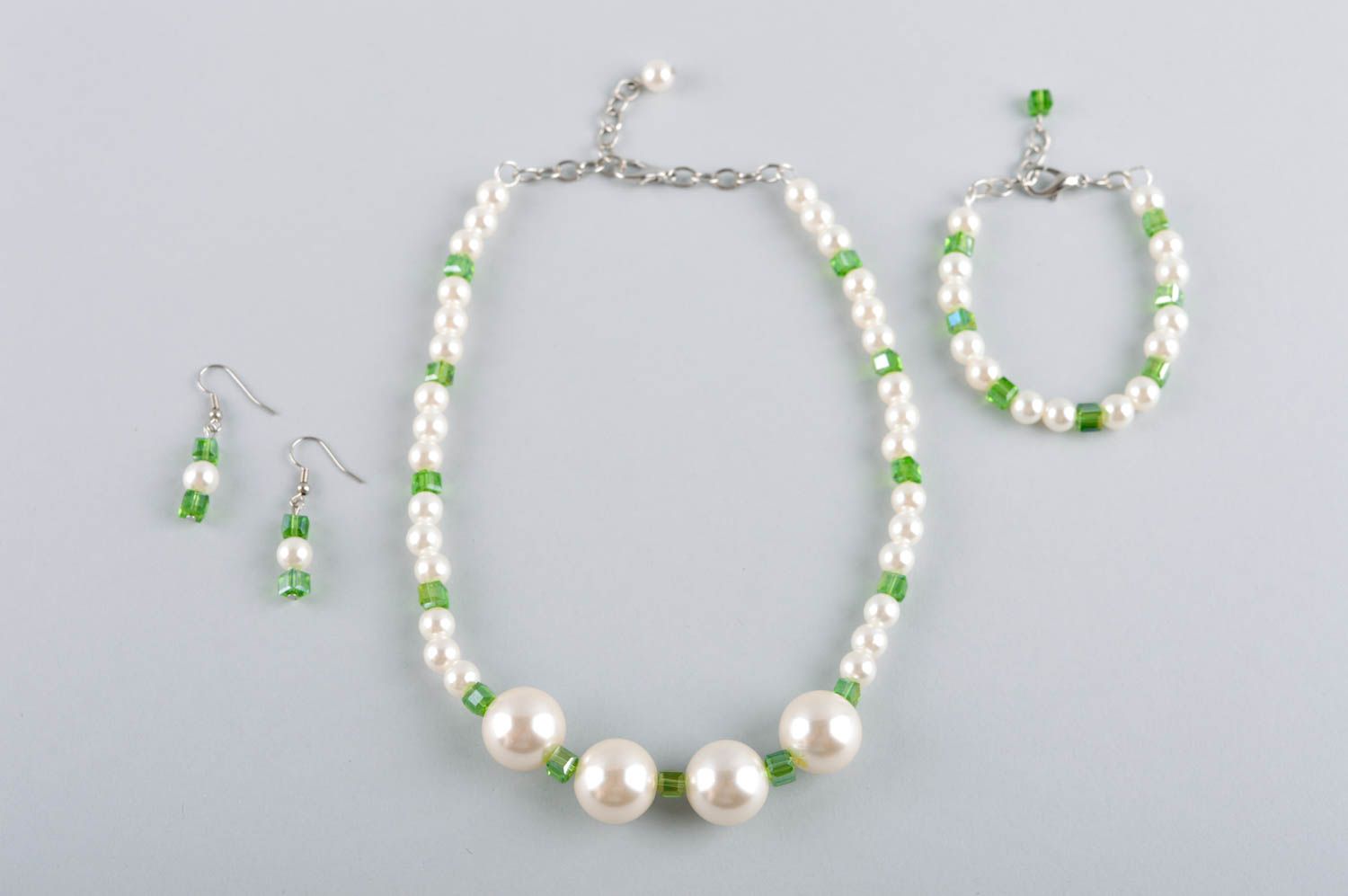 Handmade beaded necklace beaded earrings bracelet designs cool jewelry set photo 3