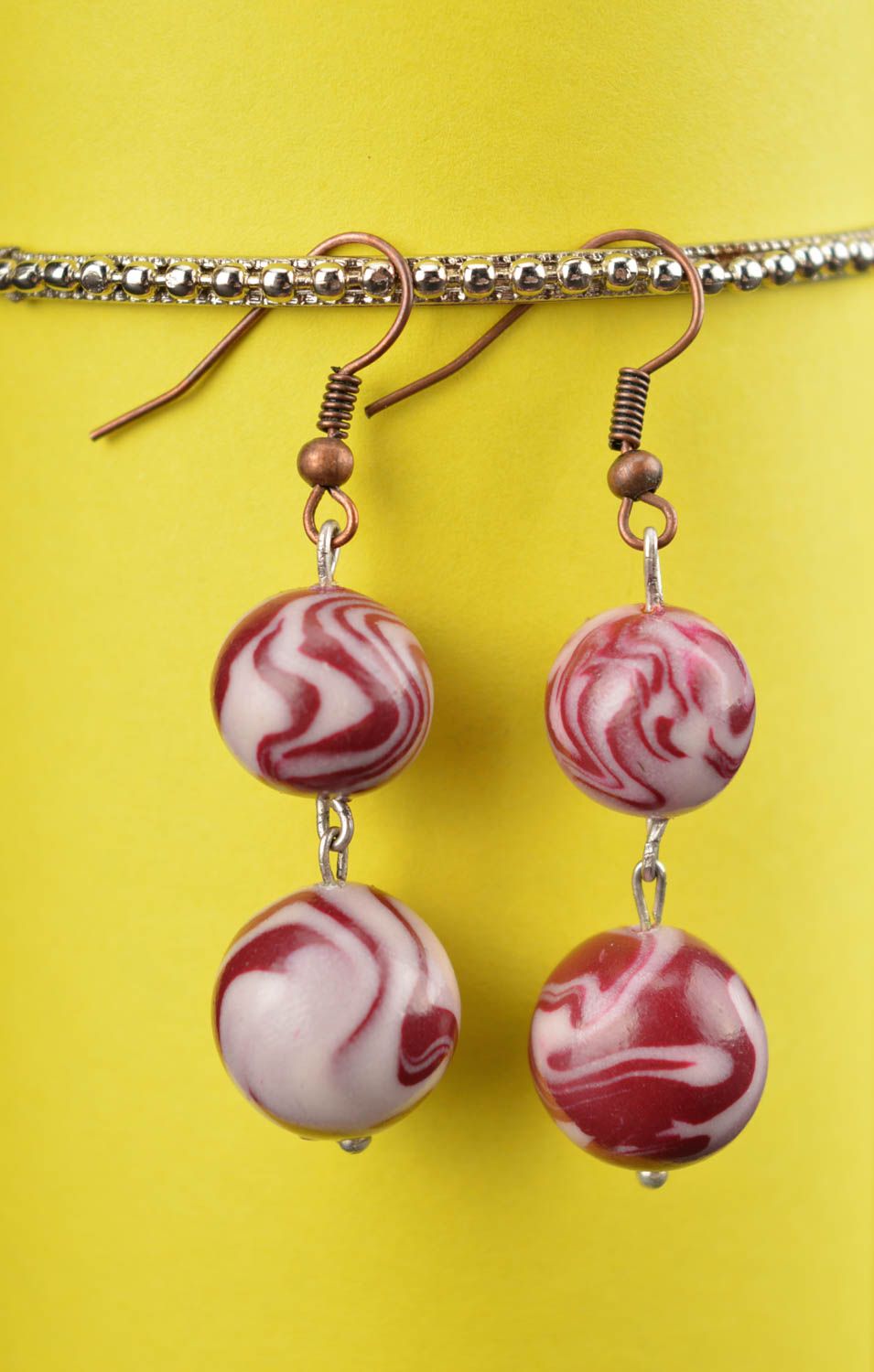 Unusual handmade earrings plastic bead earrings beautiful jewellery gift ideas photo 1