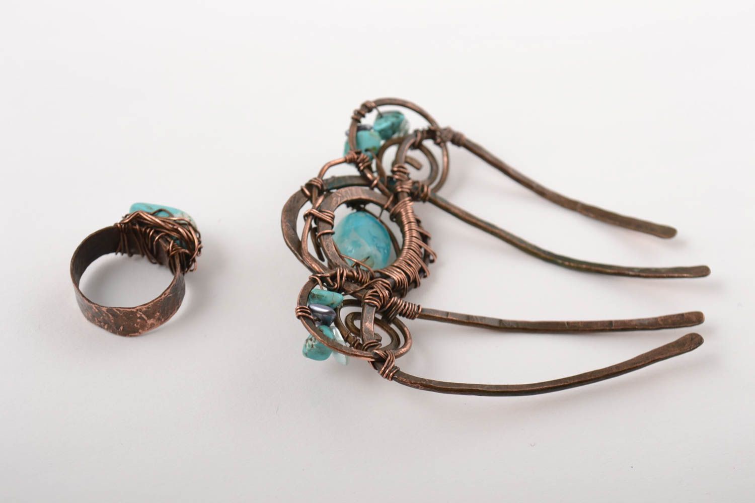 Handmade hair clip unusual hair accessory copper jewelry designer accessory photo 2