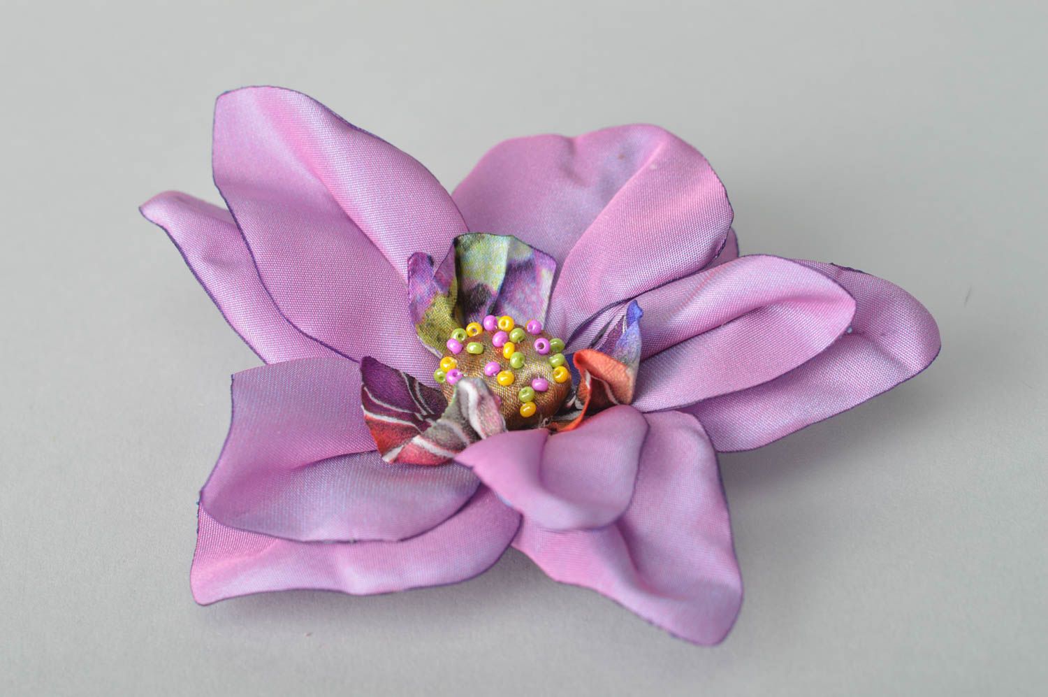 Stylish handmade textile brooch flower barrette designer hair accessories photo 2