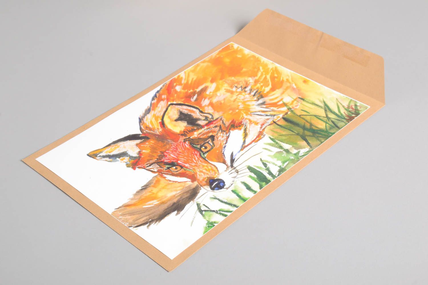 Открытка ручной работы поздравительная открытка с хитрой лисой красивая открытка фото 2