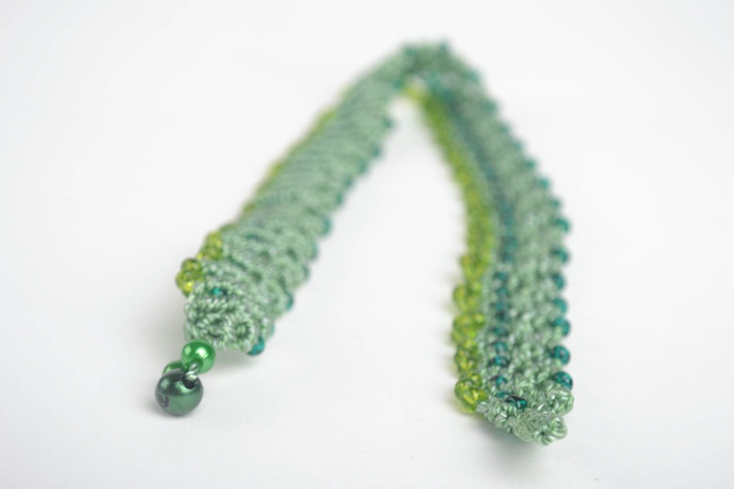 Beautiful green necklace textile unusual jewelry designer necklace gift photo 2