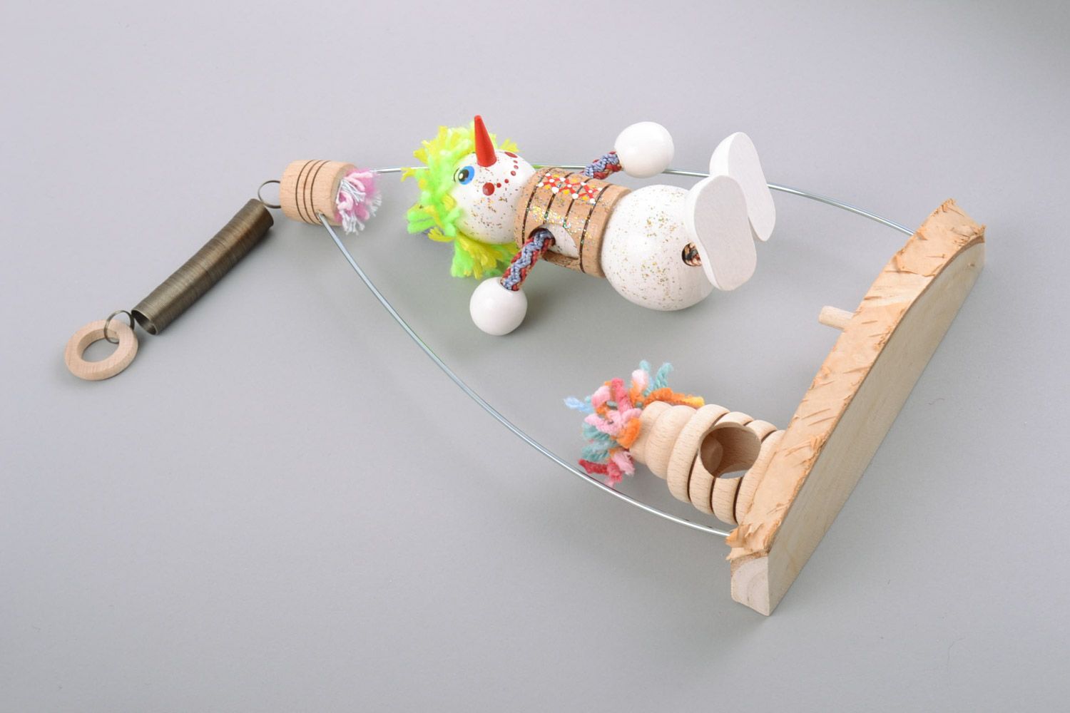 Children's handmade painted wooden toy in the shape of snowman photo 5