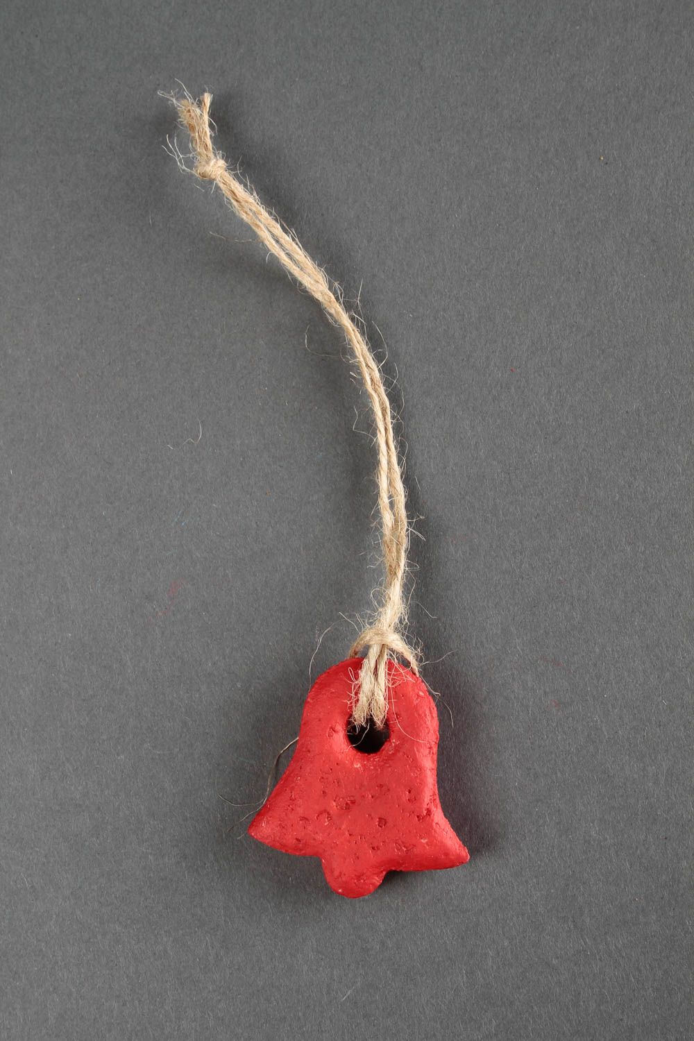 Petite cloche faite main Suspension décorative rouge en pâte à sel Déco maison photo 4