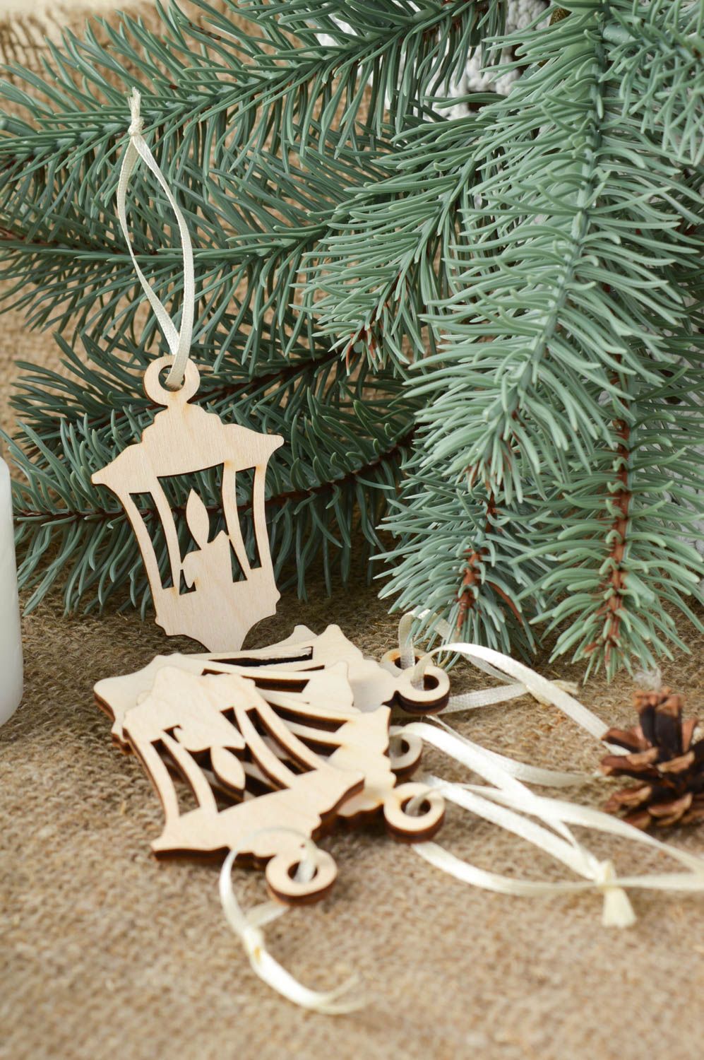 Beautiful handmade wooden blanks 6 pieces Christmas decor art materials photo 1