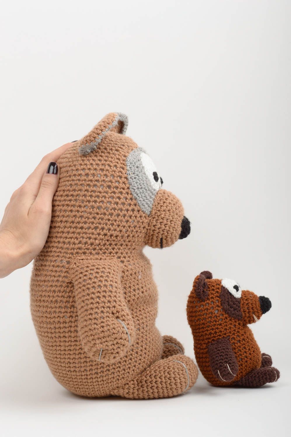 Jouets ours faits main Peluches au crochet en coton 2 pièces Cadeau enfant photo 2