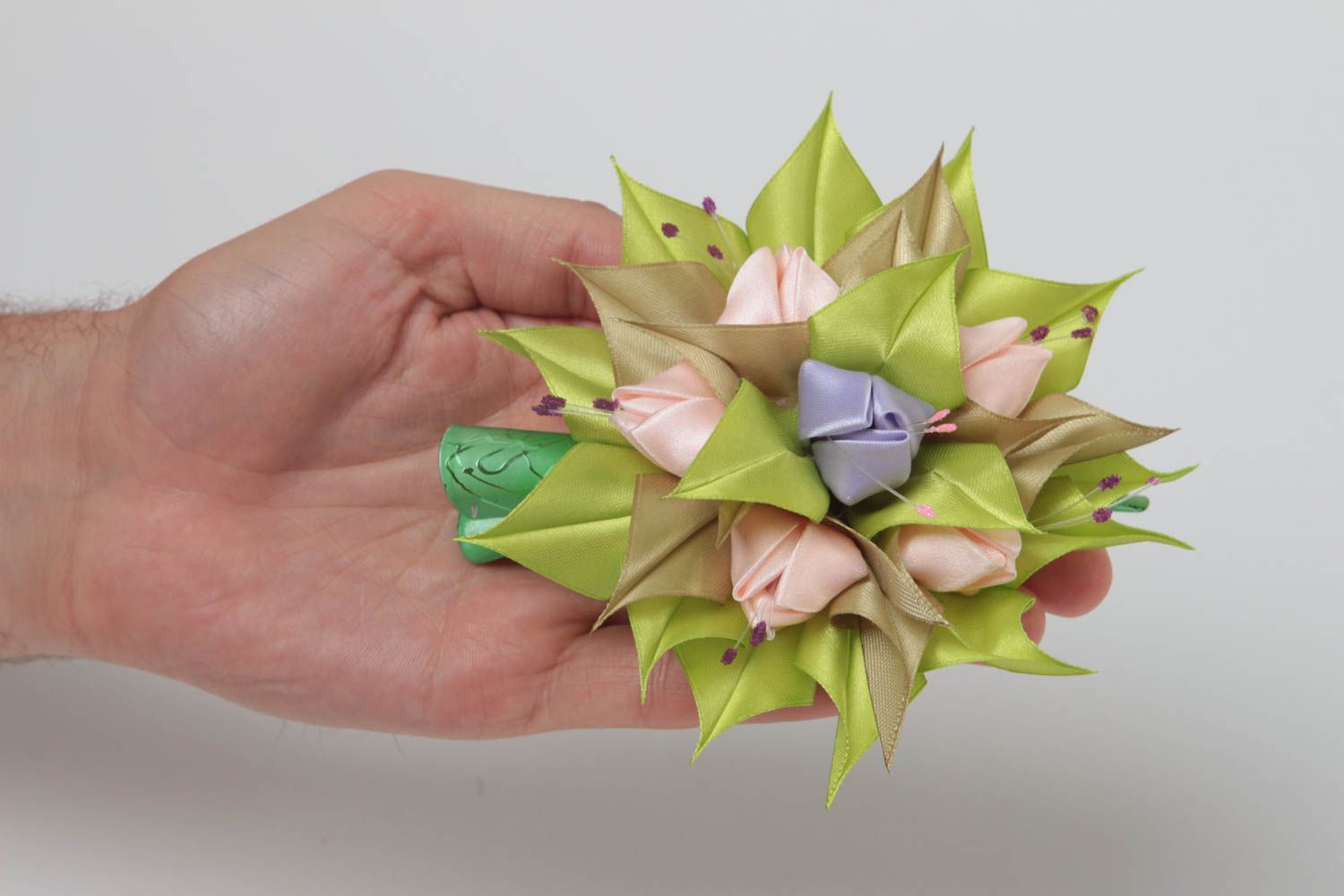 Beautiful handmade kanzashi flower barrette unusual hair clip gifts for her photo 5