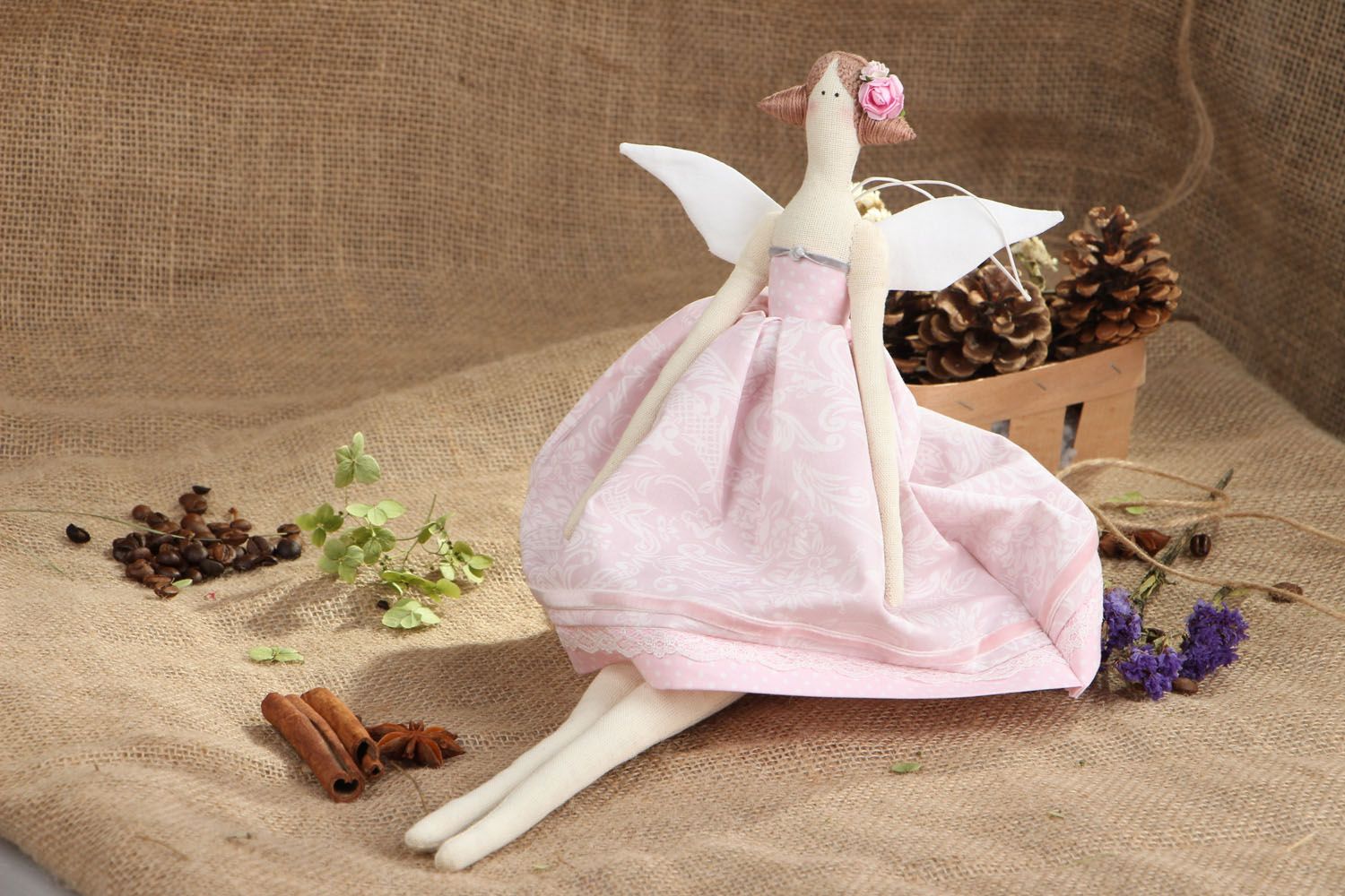 Мягкая игрушка Ангел в розовом платье фото 5