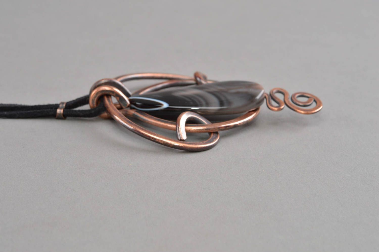 Natural stone pendants handmade copper necklace designer accessories for women photo 4