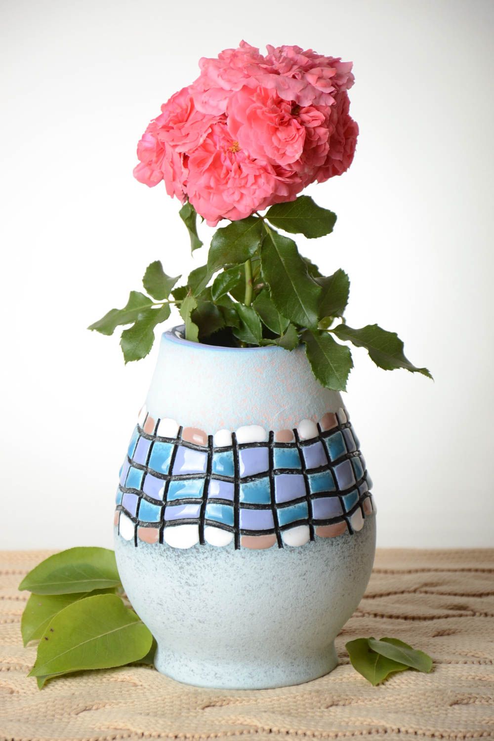 12 inches classic shape decorative vase in blue colors 2,2 lb photo 1