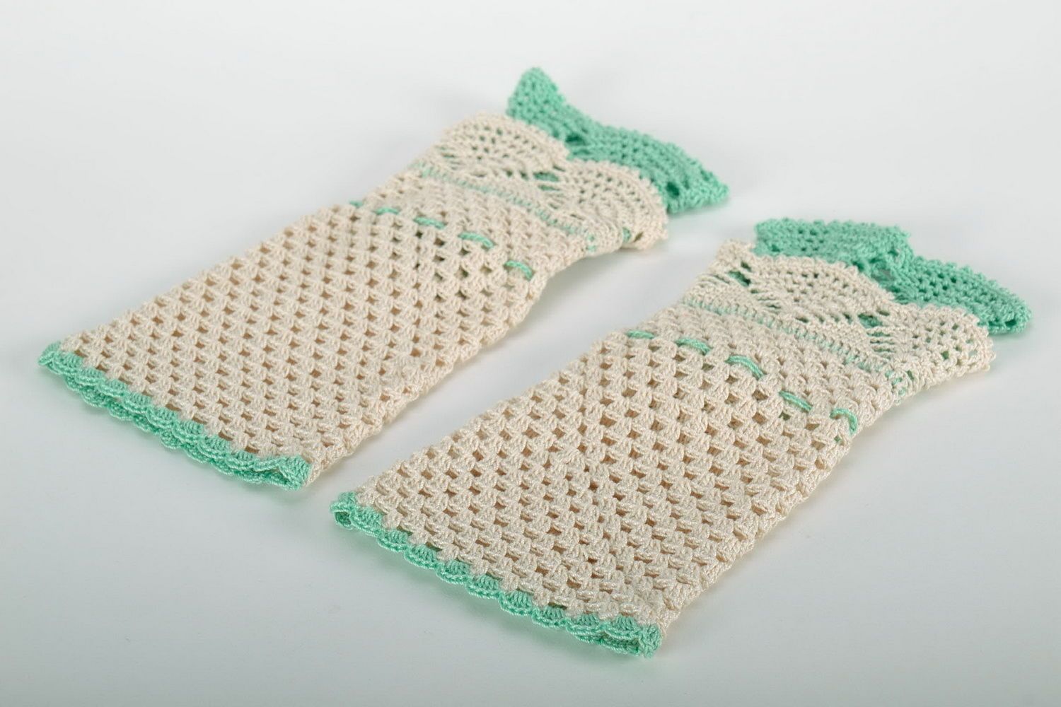 Mitaines tricotées en coton faites main photo 4