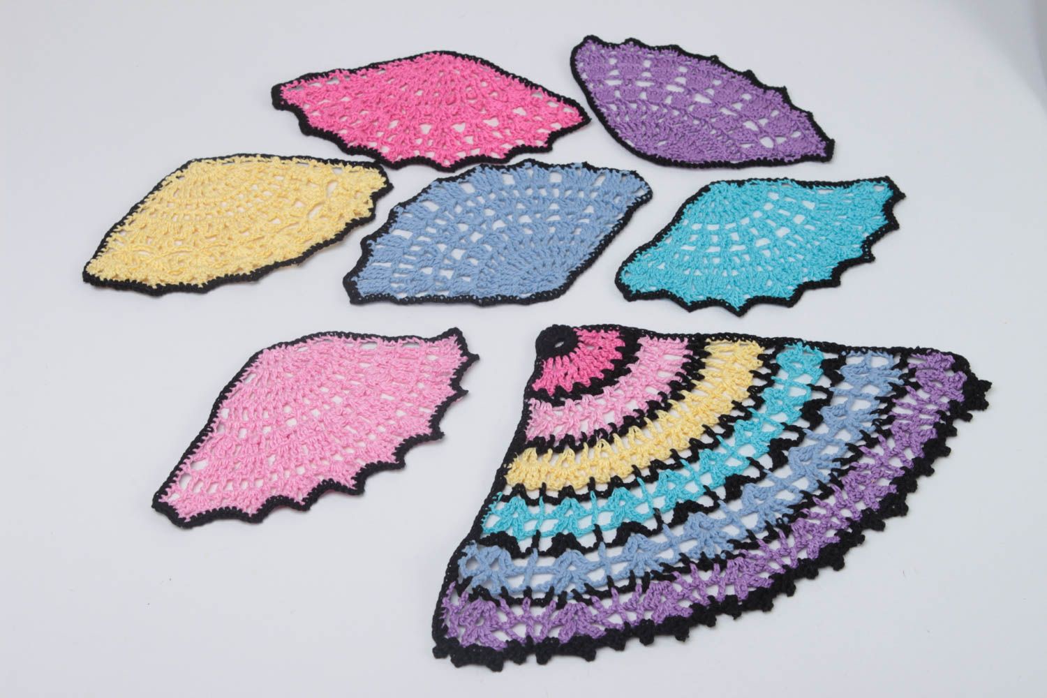 Handmade designer coaster unusual kitchen textile cute crocheted coaster photo 2
